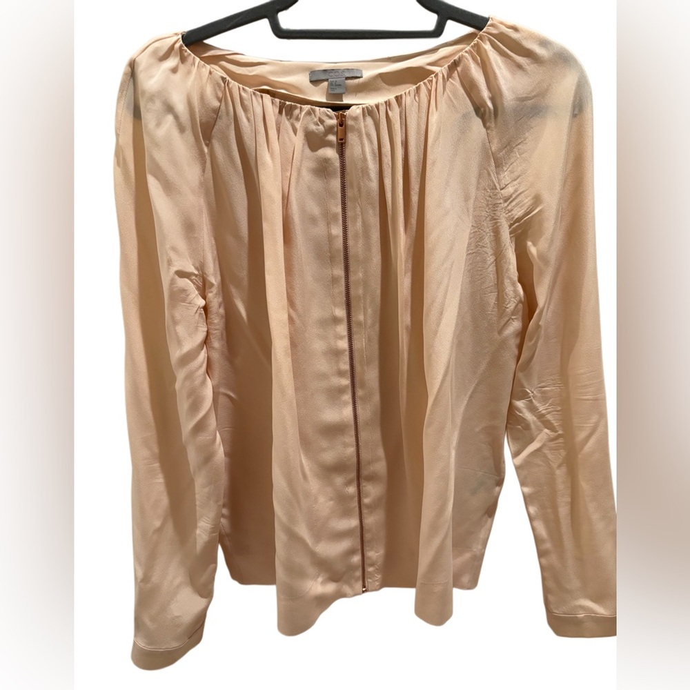 COS Peach Zip-Front Long-Sleeve Blouse